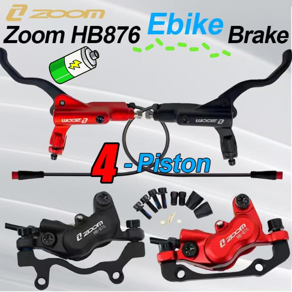 Zoom Hydraulic Brake 4 Piston E-Scooter - ZOOM HB-876E E-Bike 4-Piston Hydraulic Disc